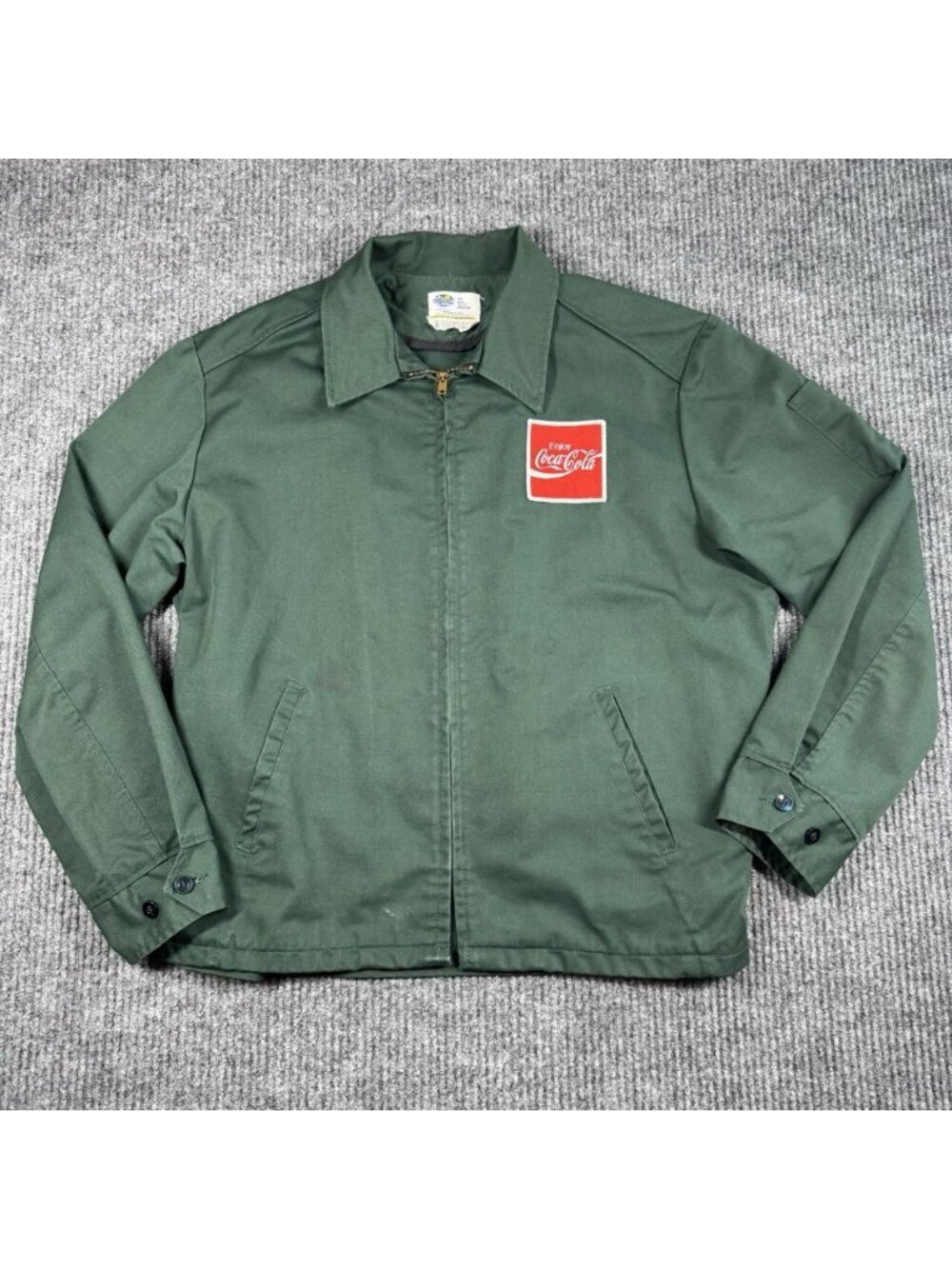 Vtg Riverside Coca Cola Jacket Medium 42” Green Delivery Truck Coke Patch Bomber